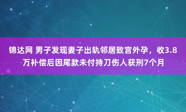 锦达网 男子发现妻子出轨邻居致宫外孕，收3.8万补偿后因尾款未付持刀伤人获刑7个月